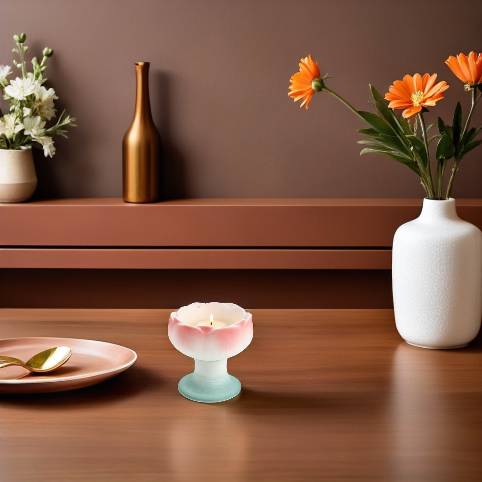 Zen Candle Supplies - Porta-luzes de Lótus em Cerâmica com